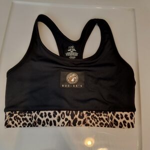 Black and Leopard Print Sports Bra